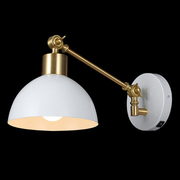 Lisa 18" Swing Arm Modern Midcentury Iron USB Charging Port LED Sconce - JONATHAN Y
